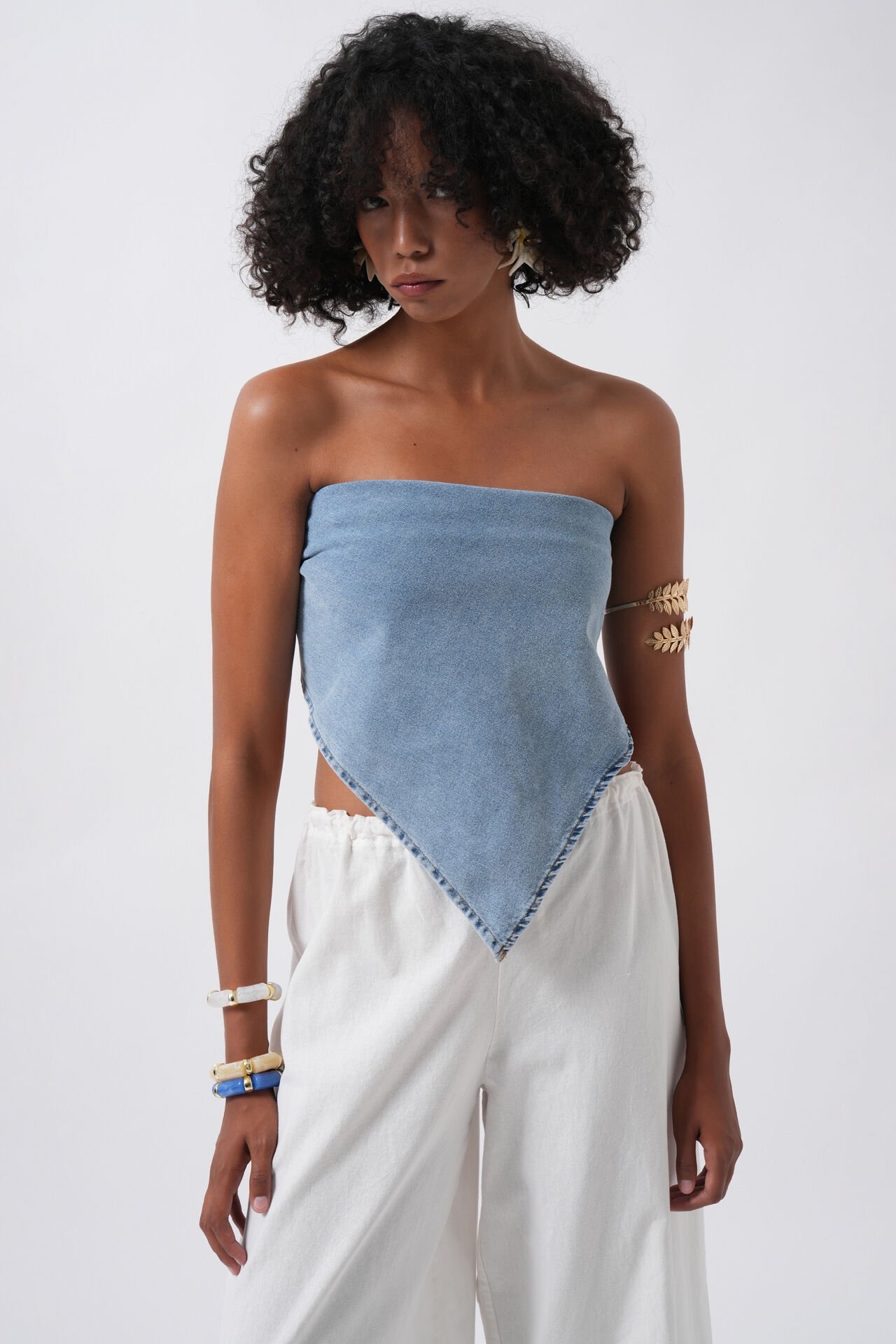 Wholesale Tie Denim Blue Crop