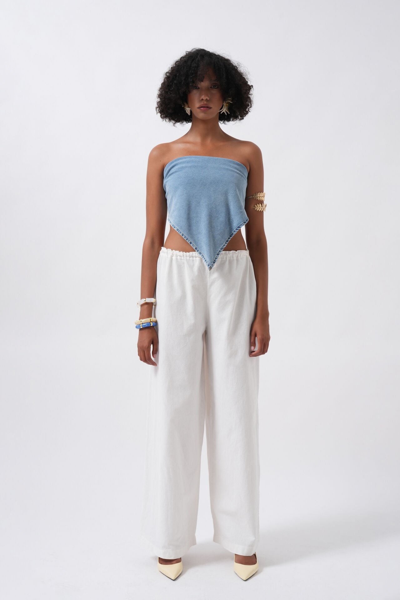 Wholesale Tie Denim Blue Crop