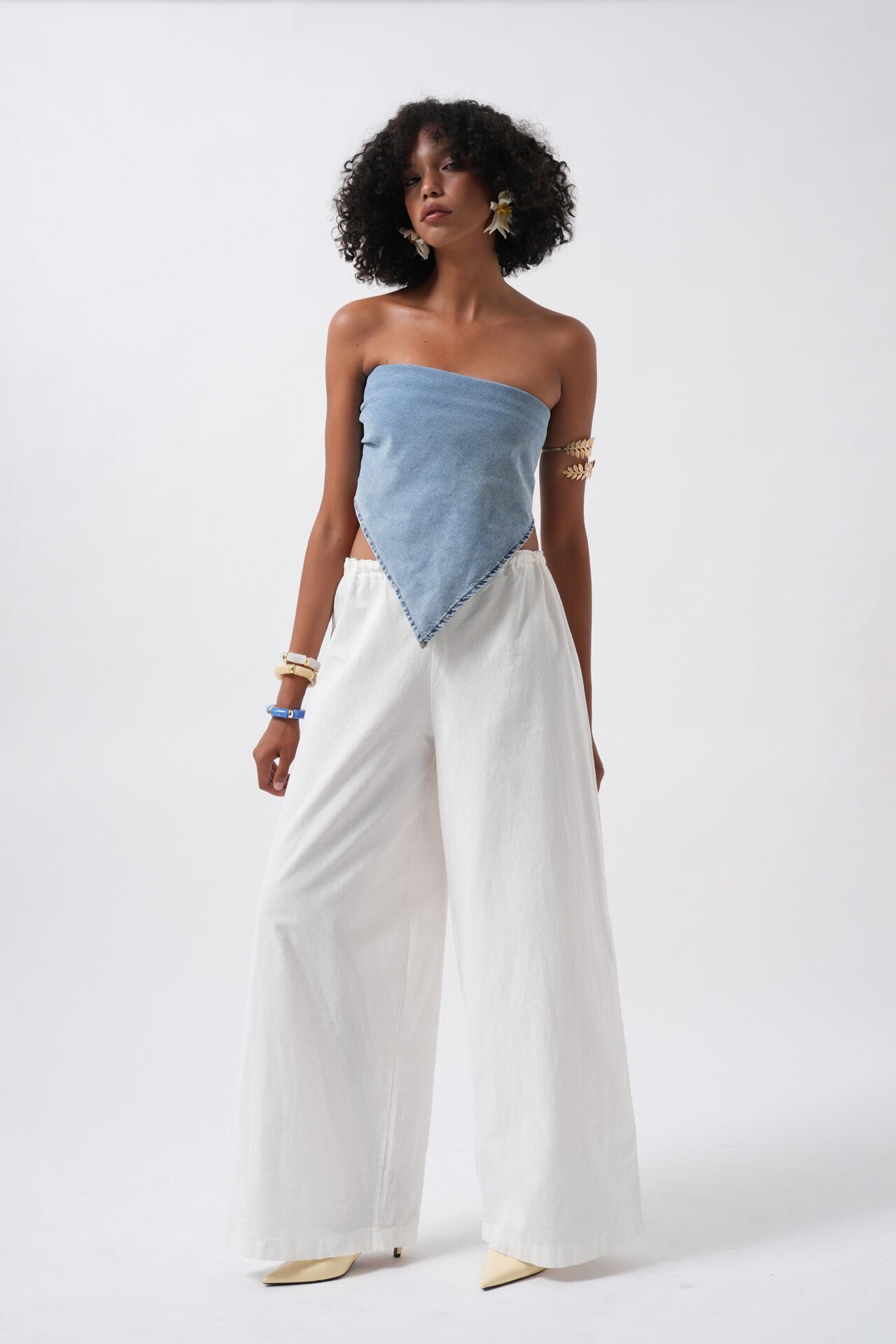 Wholesale Tie Denim Blue Crop