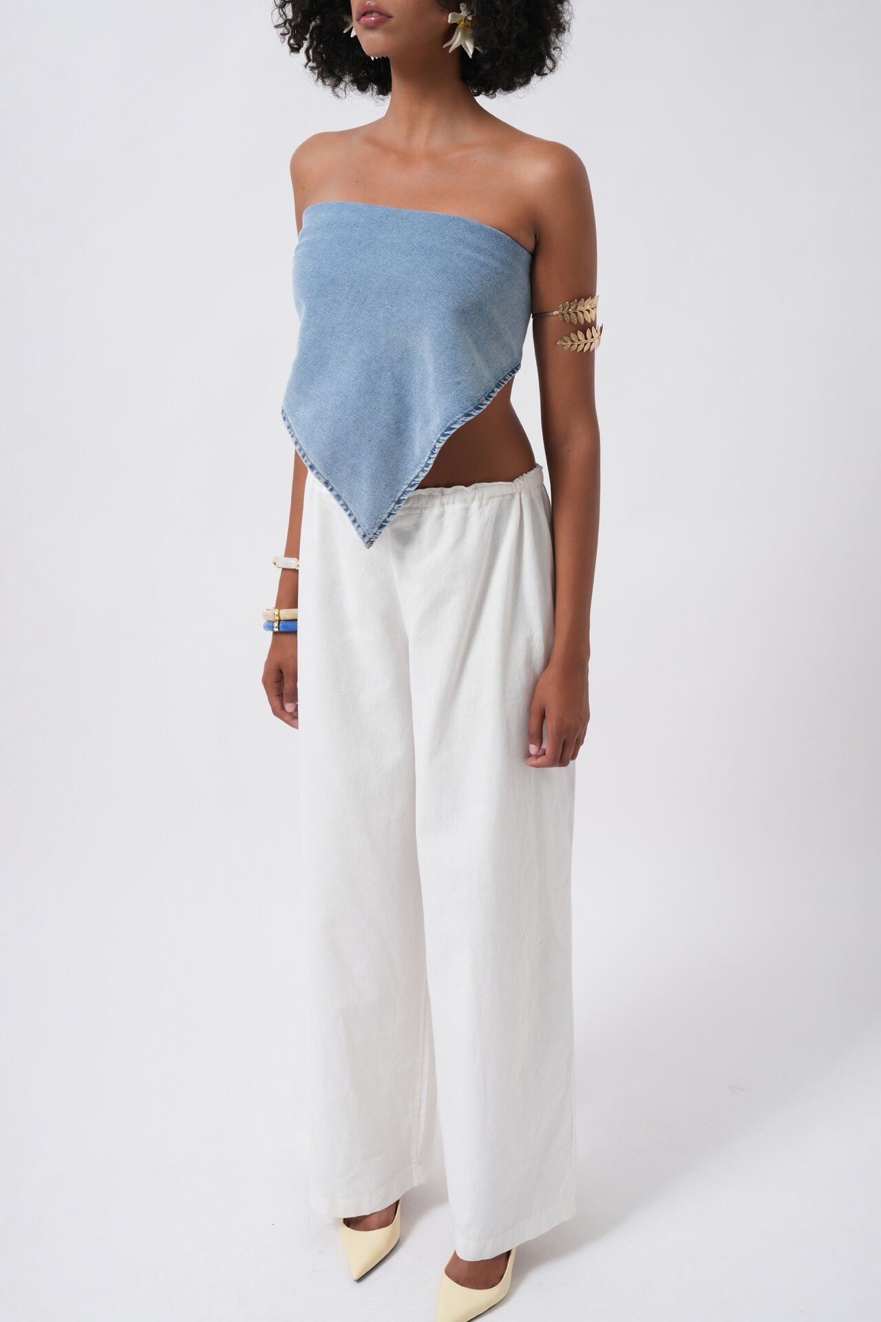 Wholesale Tie Denim Blue Crop