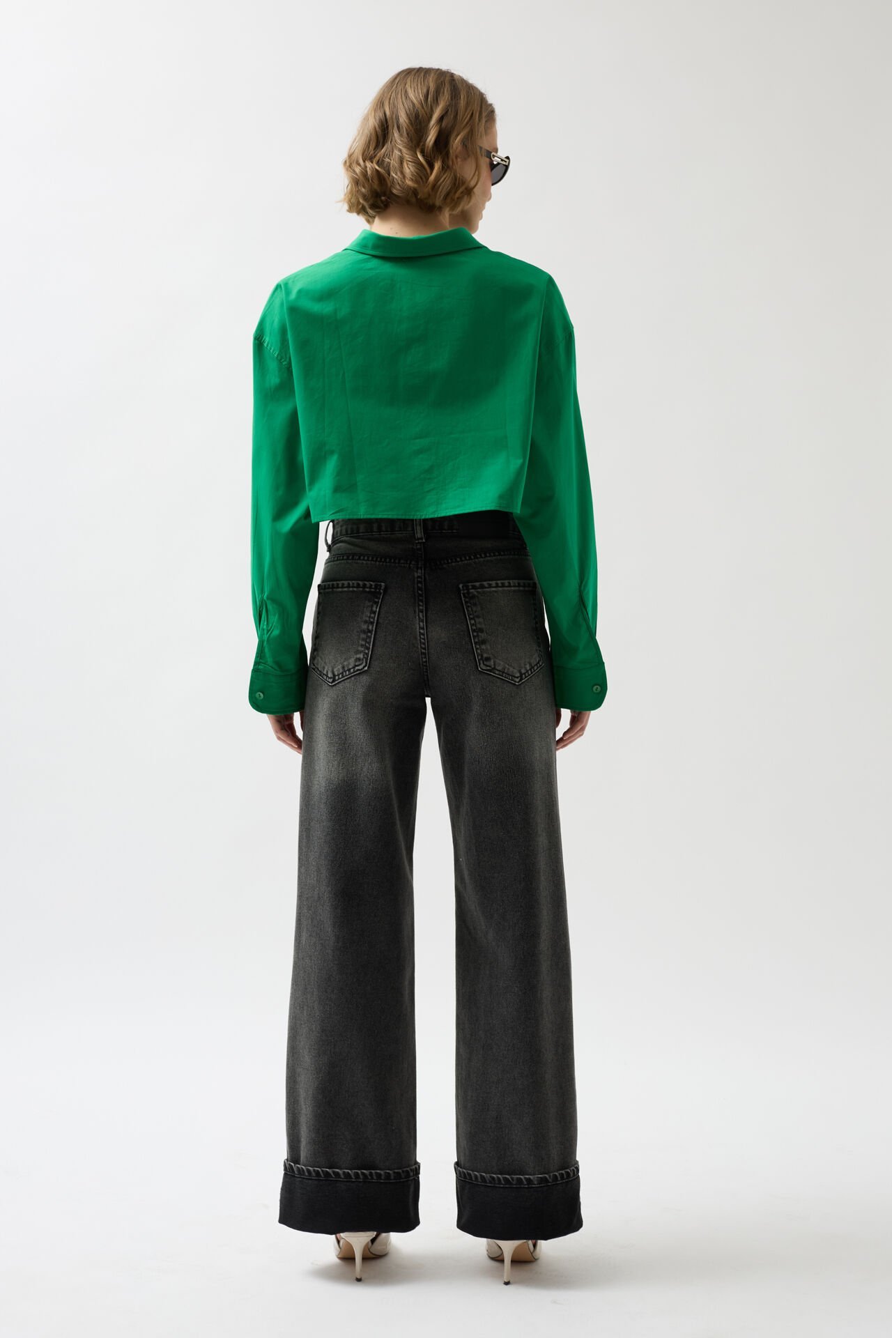 Toptan Crop Yeşil Oversize Gömlek