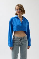 Toptan Crop Saks Oversize Gömlek