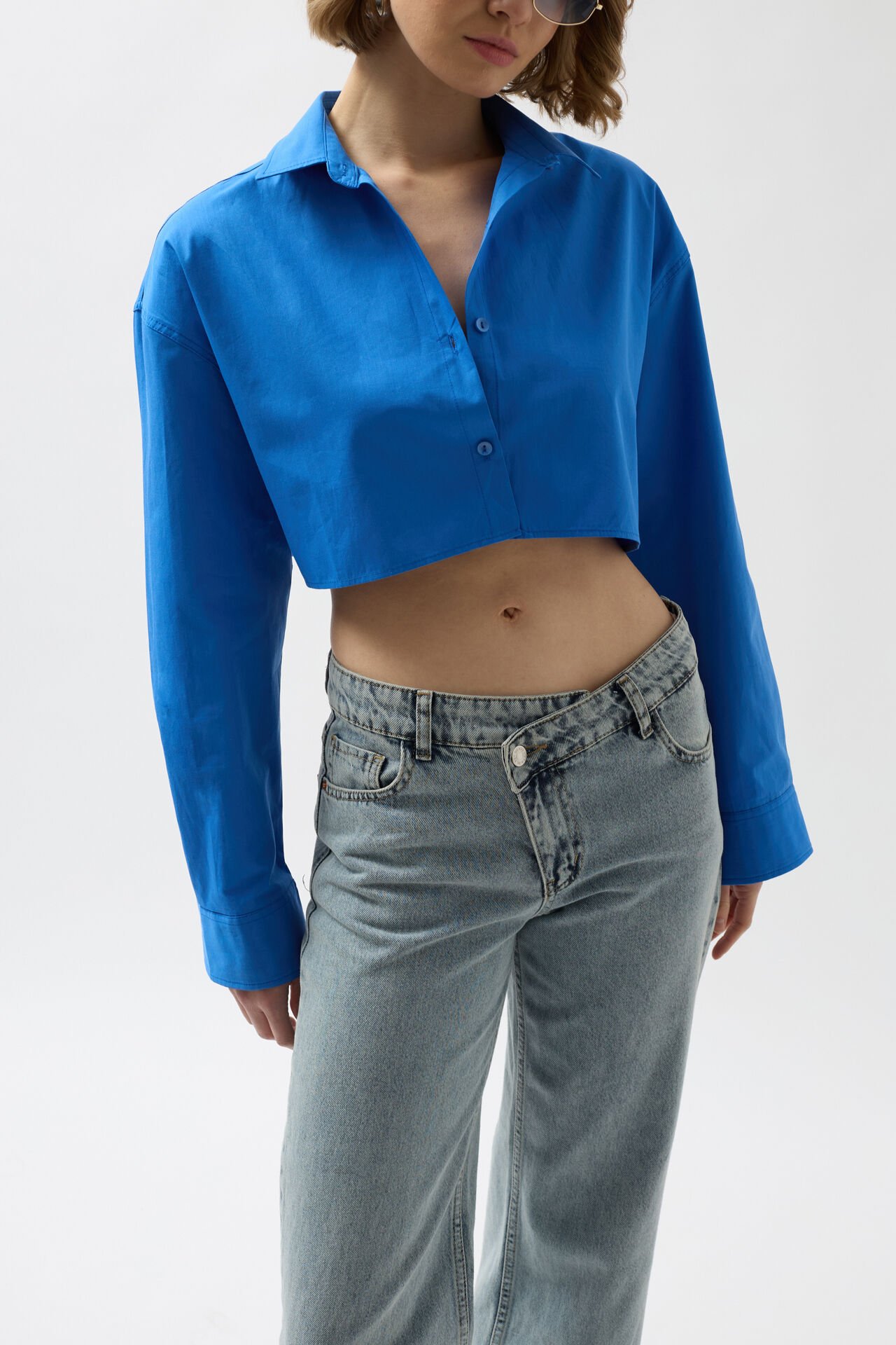 Toptan Crop Saks Oversize Gömlek