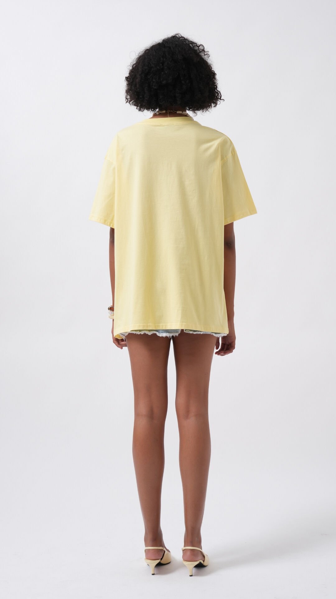 Toptan Basic Oversize Sarı T-Shirt