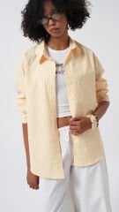Wholesale Striped Basic Yellow Shirt