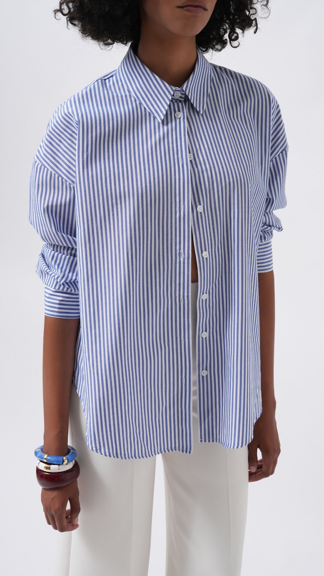Wholesale Striped Basic Blue Shirt