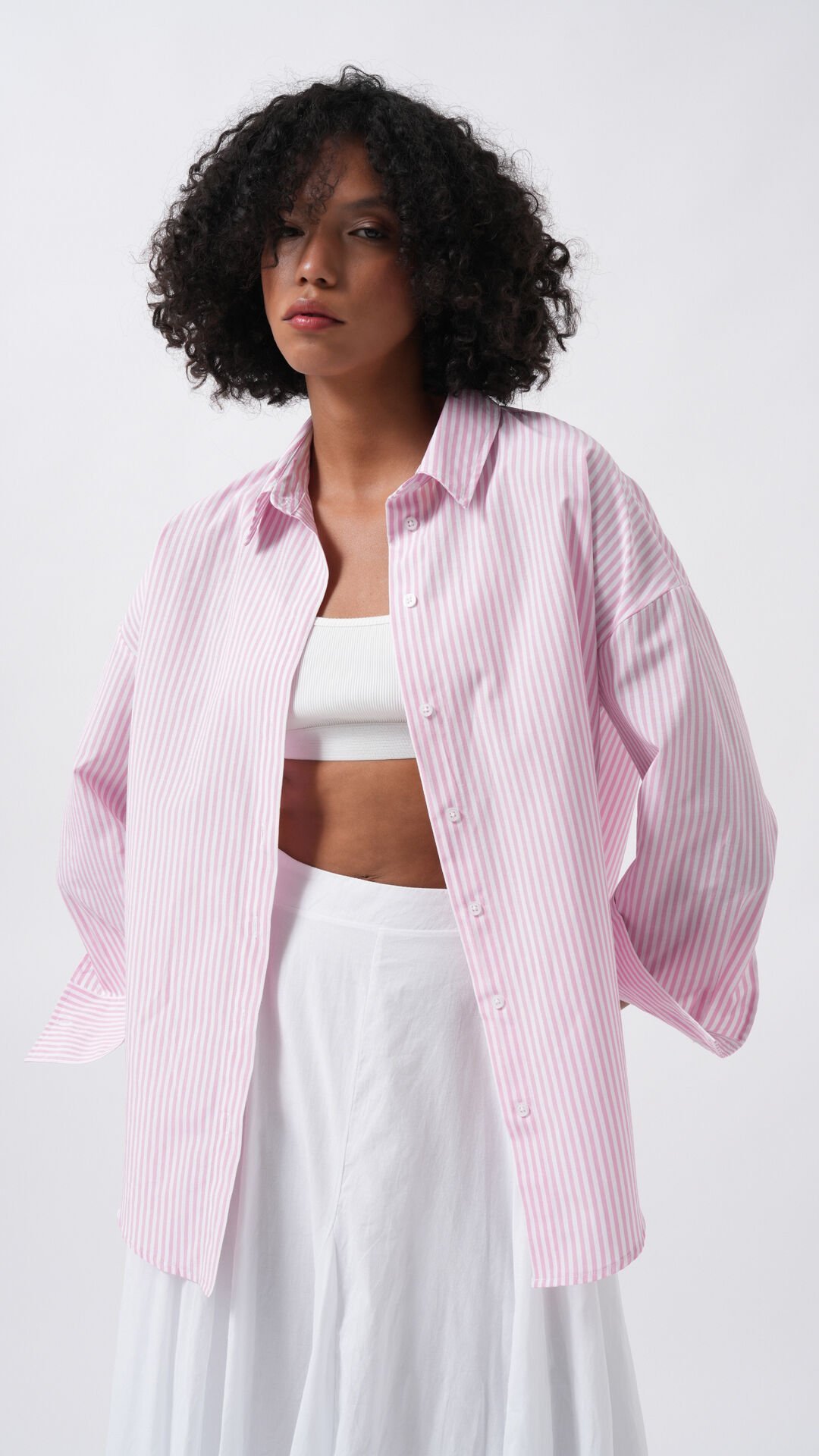 Wholesale Striped Basic Pink Shirt