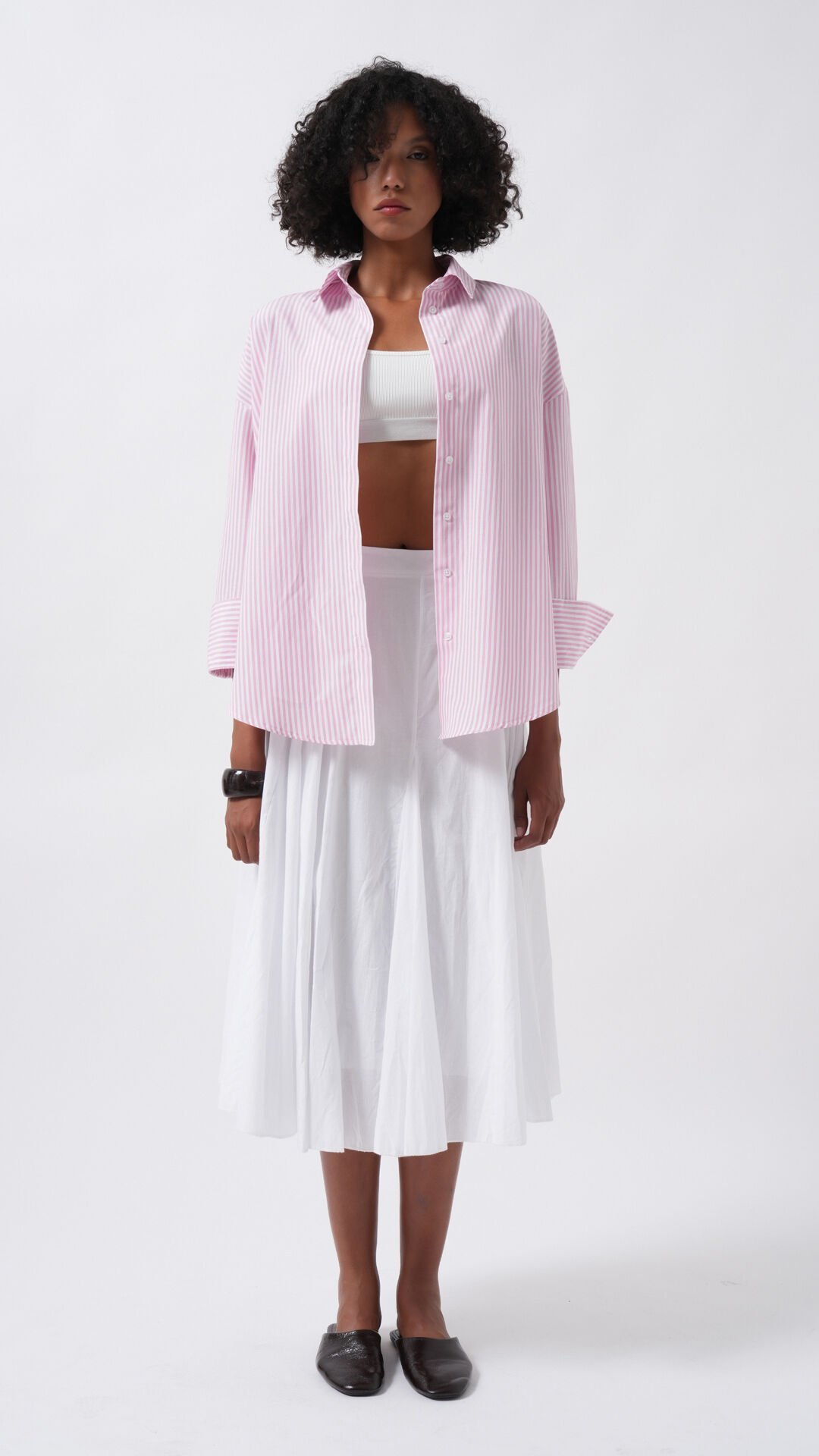 Wholesale Striped Basic Pink Shirt