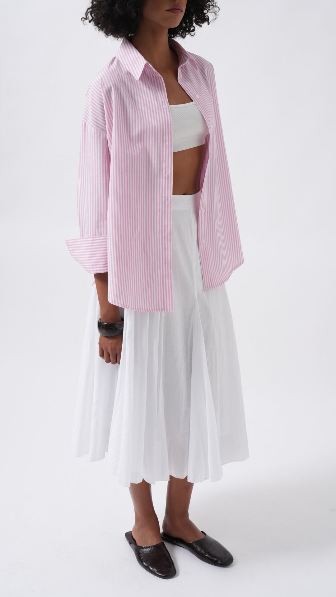 Wholesale Striped Basic Pink Shirt