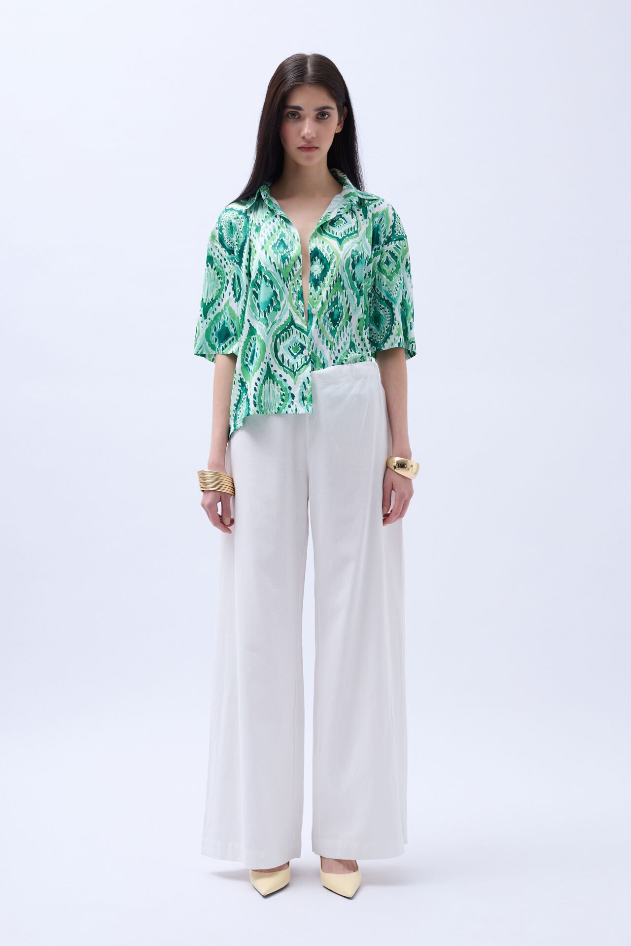 Patterned Satin Shirt