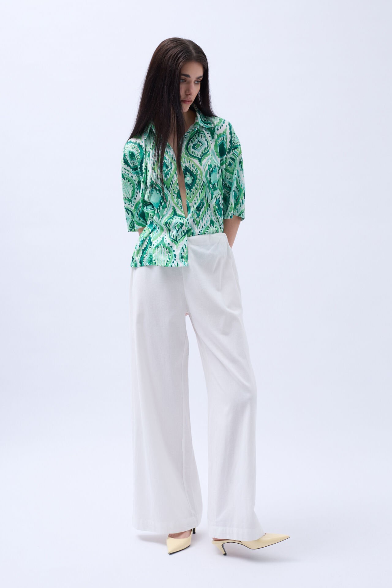 Patterned Satin Shirt