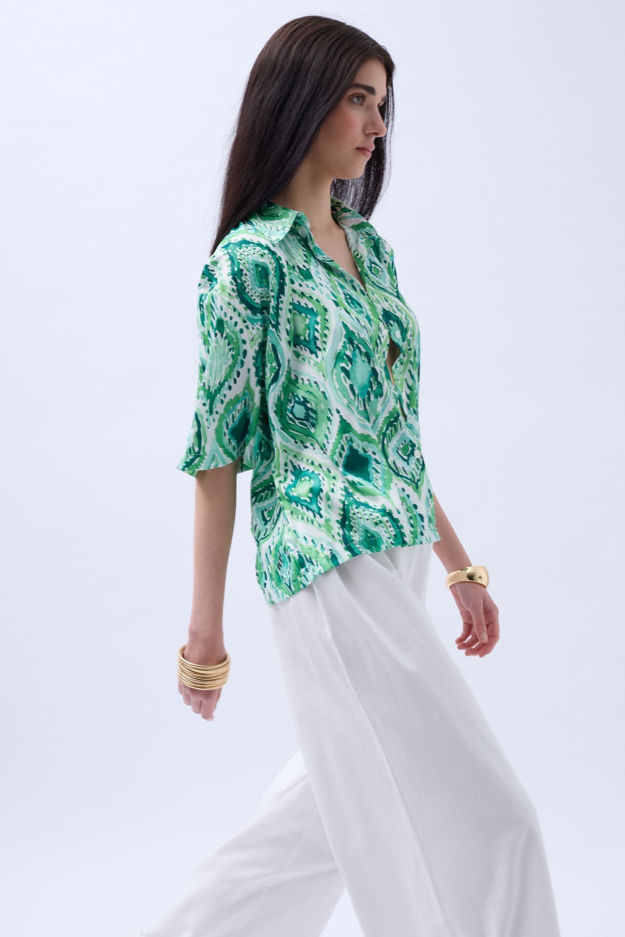 Patterned Satin Shirt