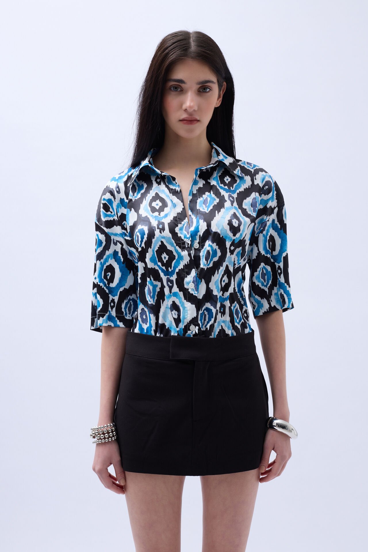 Patterned Satin Shirt
