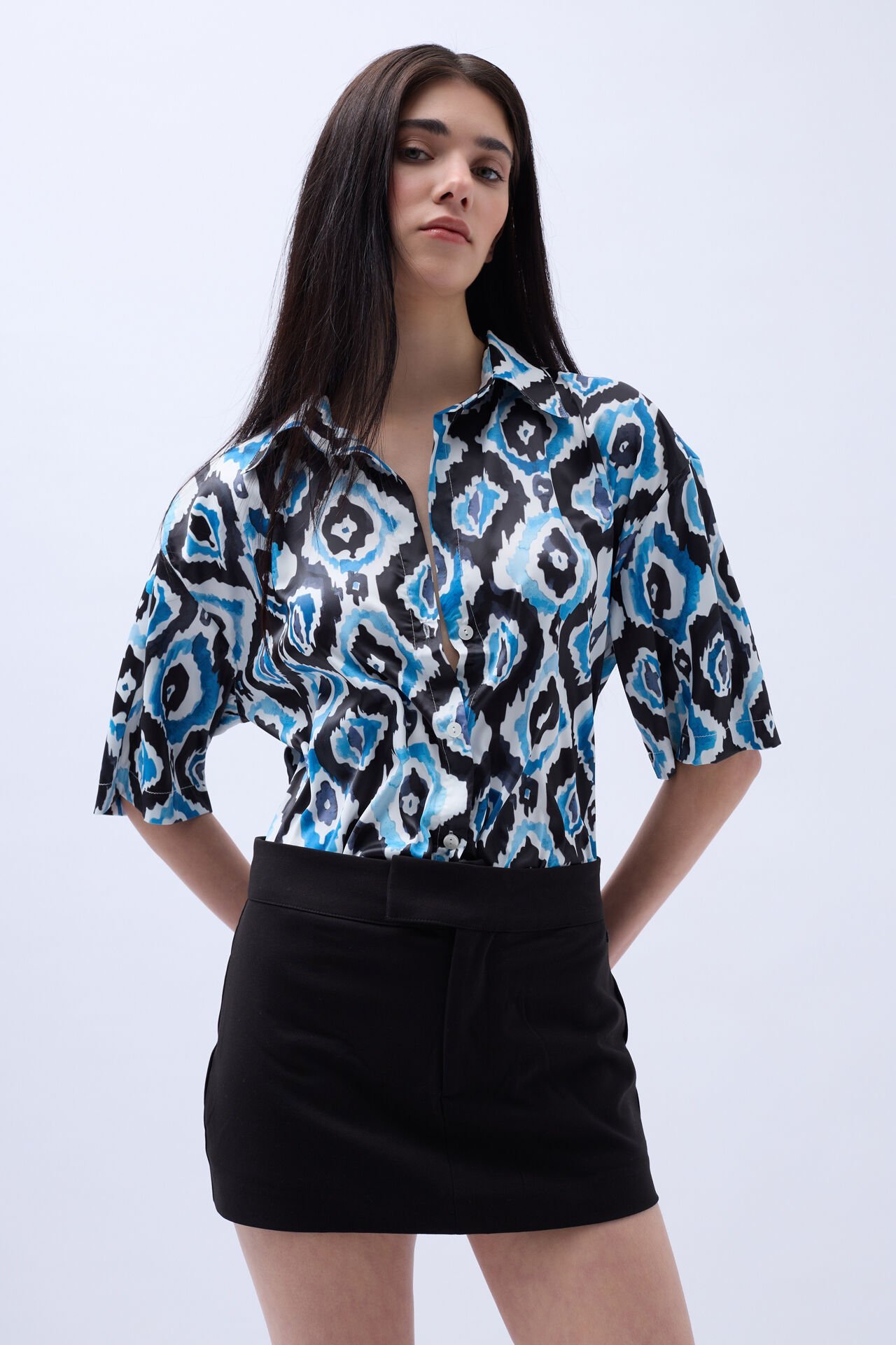 Patterned Satin Shirt