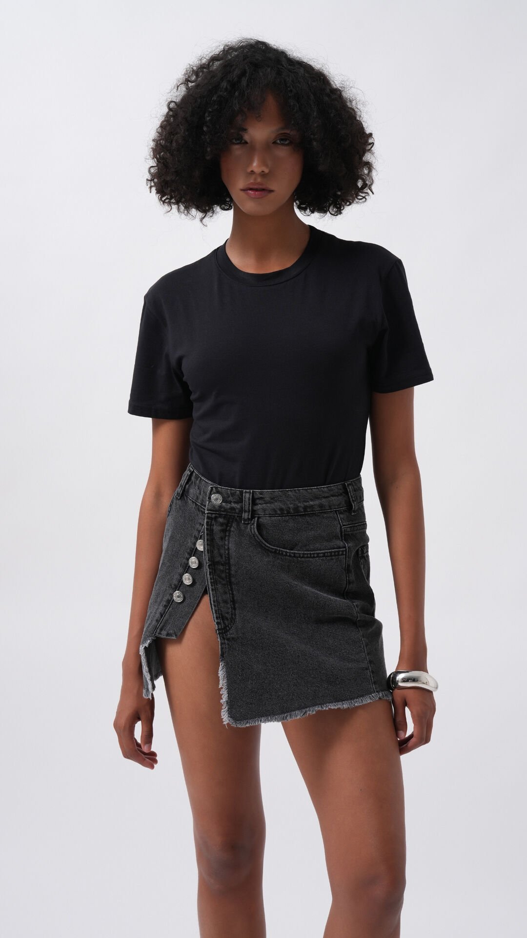 Toptan T-Shirt Detay Siyah Bodysuit