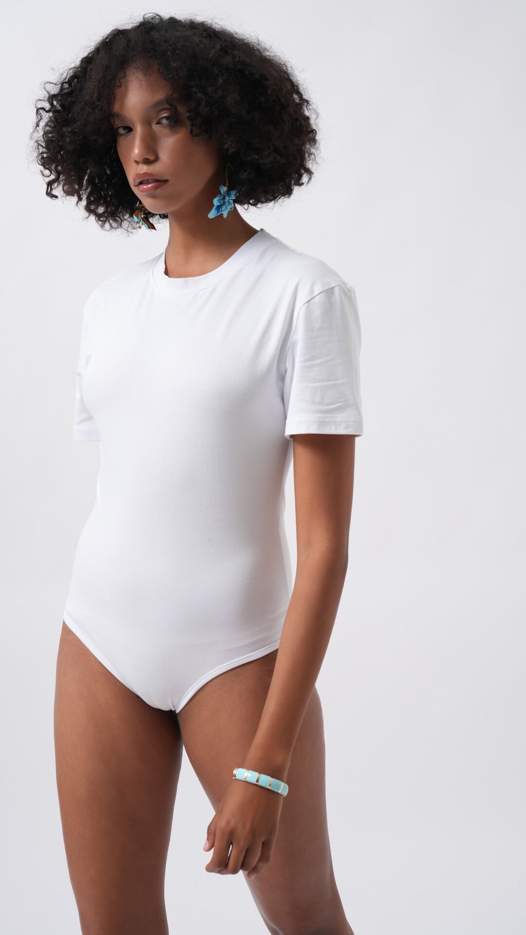 Toptan T-Shirt Detay Beyaz Bodysuit