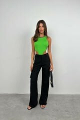 Toptan Pencere Detay Yüzücü Lime Bodysuit