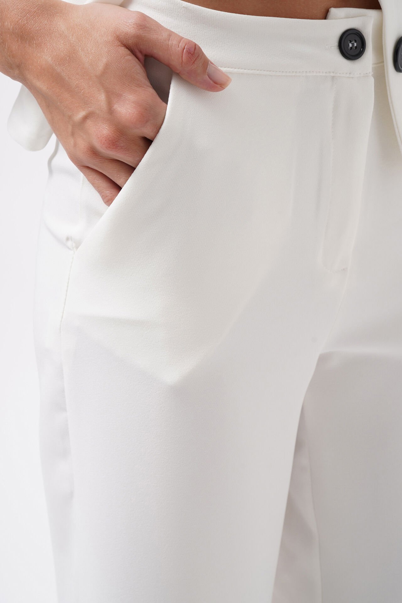 Wholesale Wide Leg Midi Length White Trousers