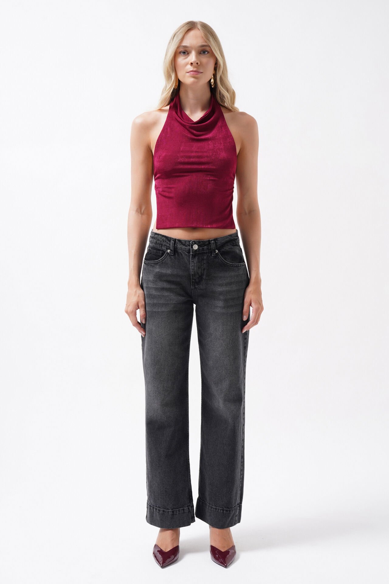 Wholesale Double Leg High Waist Black Jeans