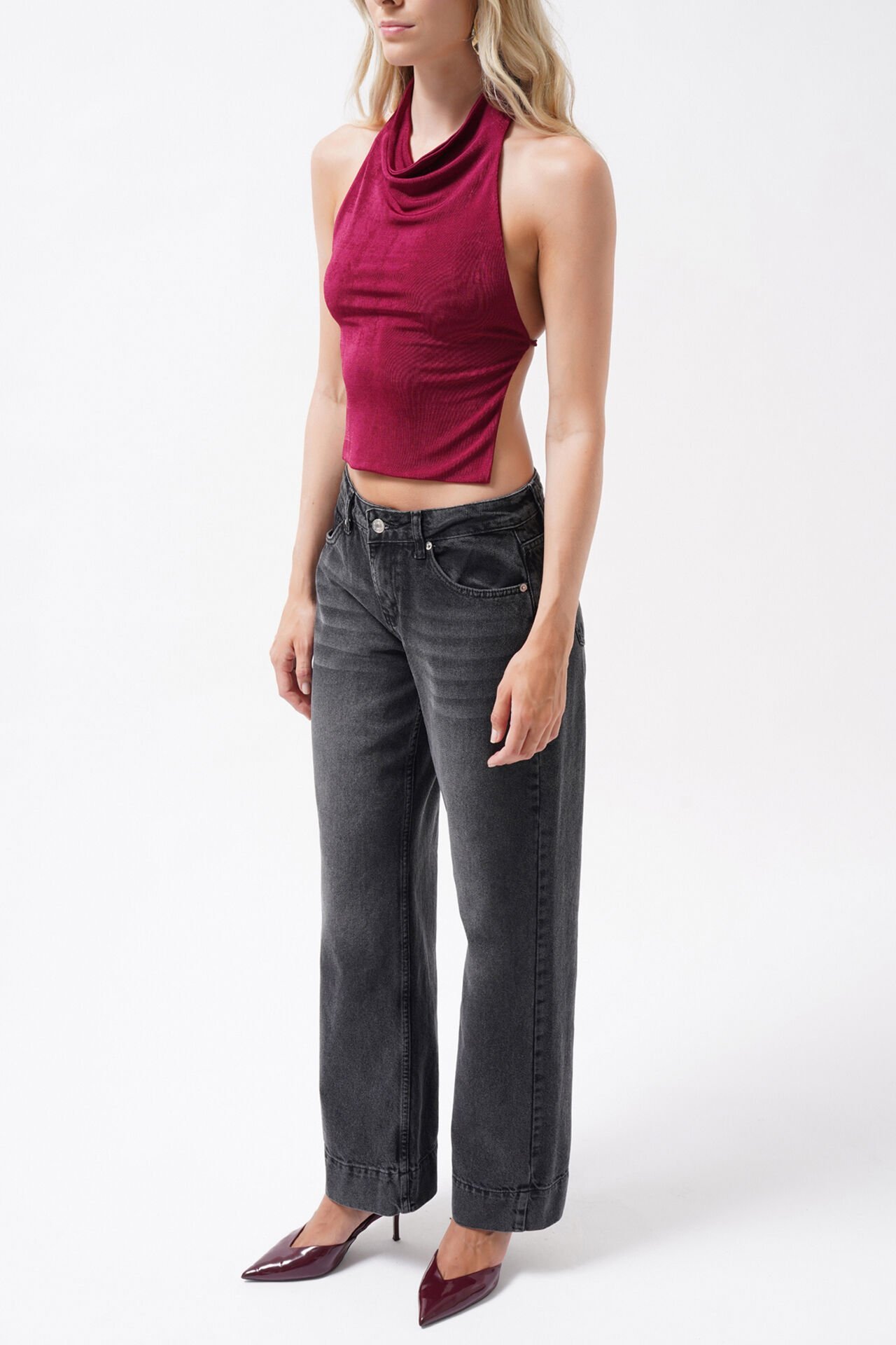 Wholesale Double Leg High Waist Black Jeans