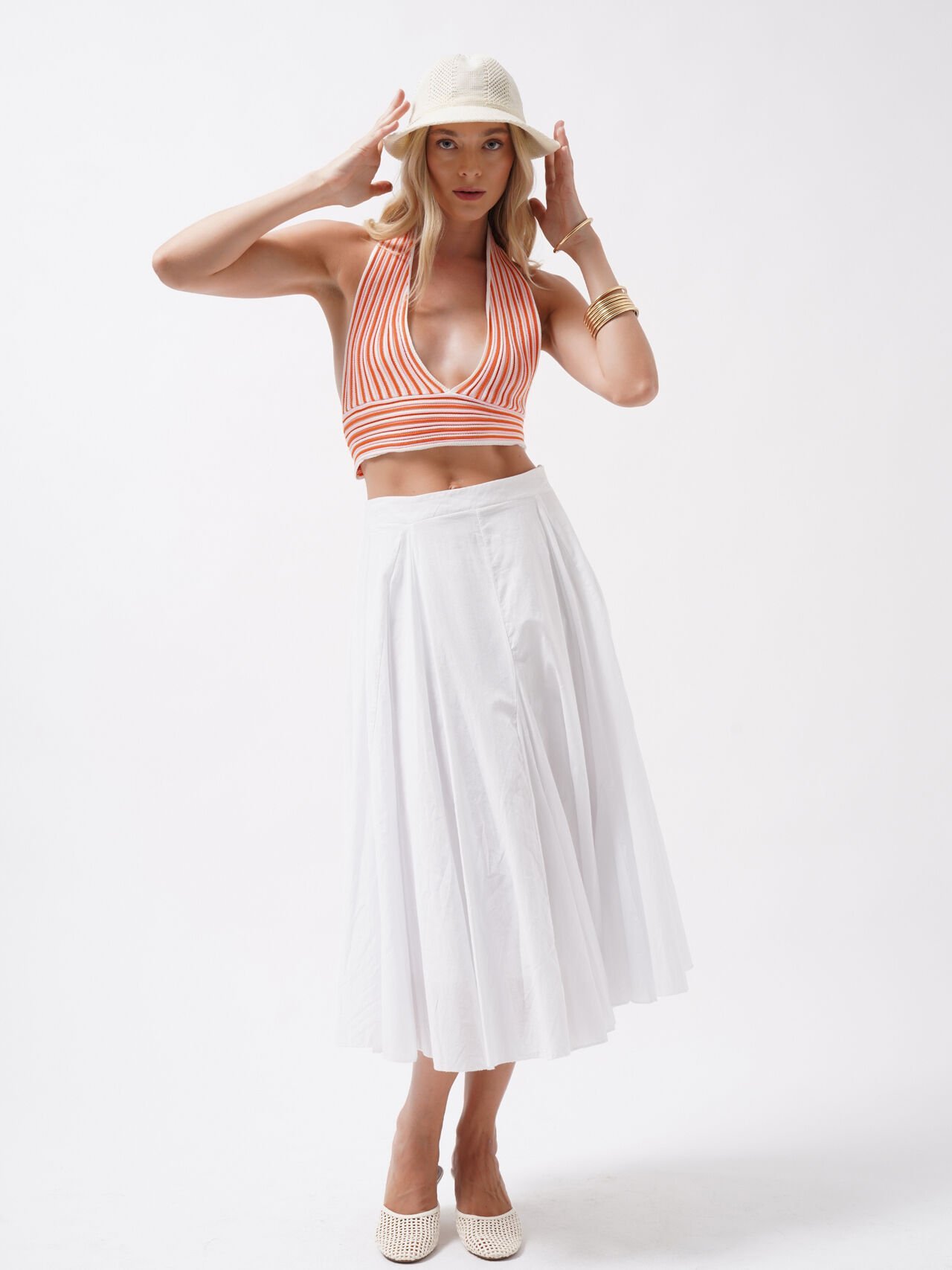 Striped Neck Tie Crop