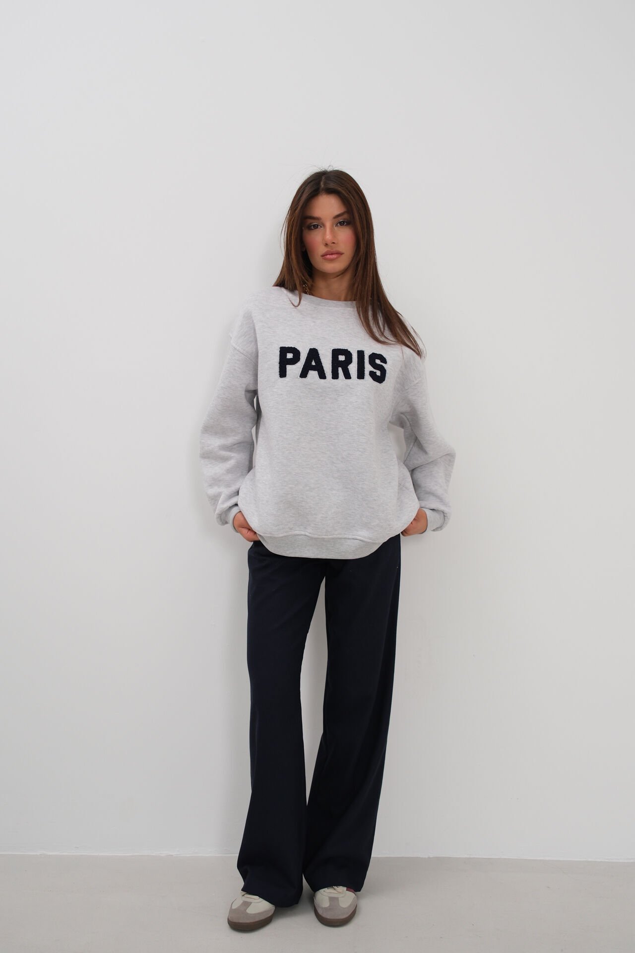 Wholesale Zero Collar Raised Grey Sweatshirt