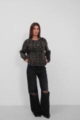 Wholesale Leopard Patterned Black Cardigan