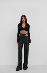 Toptan V Yaka Polo Yaka Crop Kazak