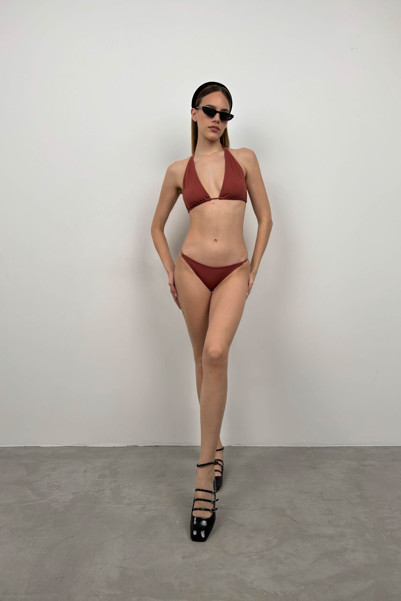 Triangle Gathered Bikini Set