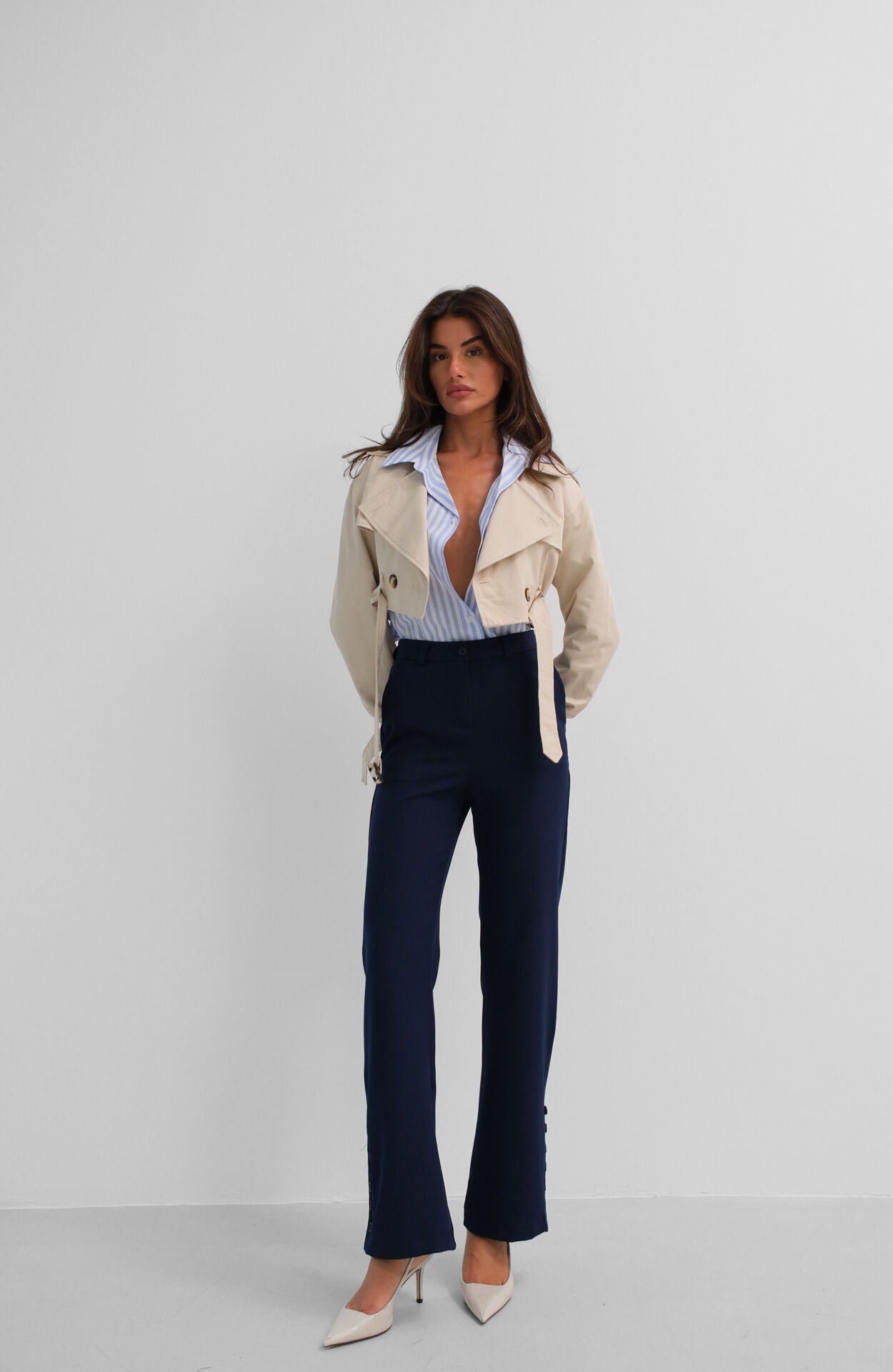 Wholesale Buttoned Slit Detail Trousers