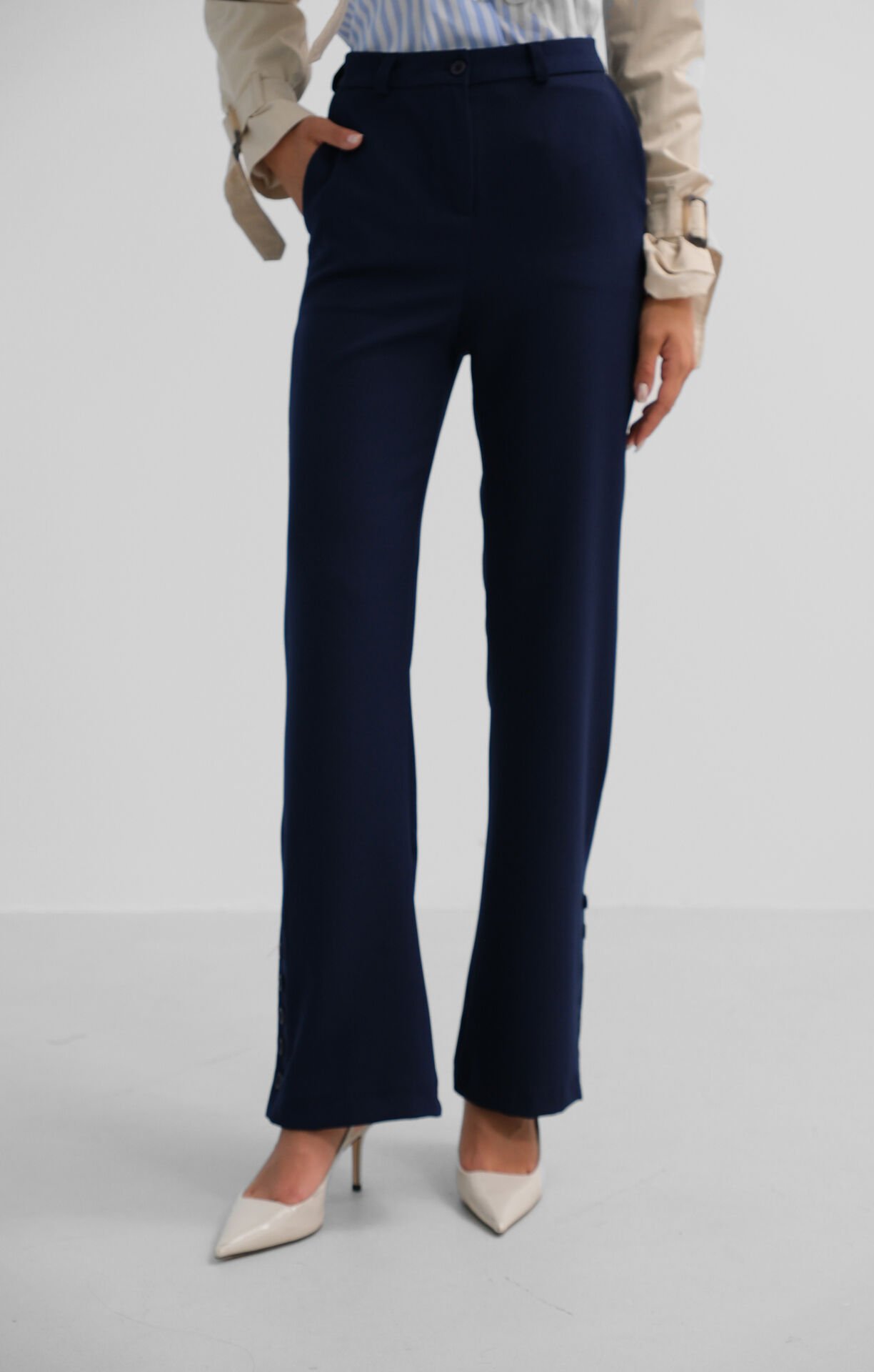 Wholesale Buttoned Slit Detail Trousers
