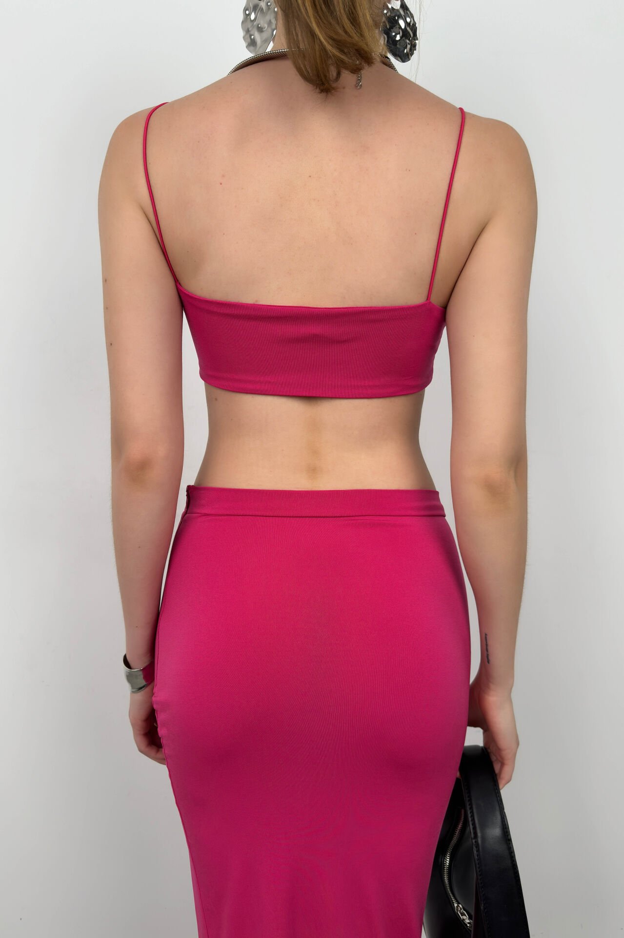 Hanging Crop Slit Skirt Set