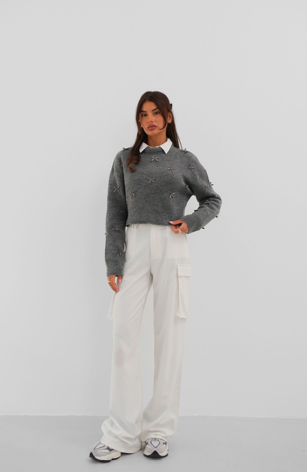 Wholesale Bow Detailed Knitted Sweater