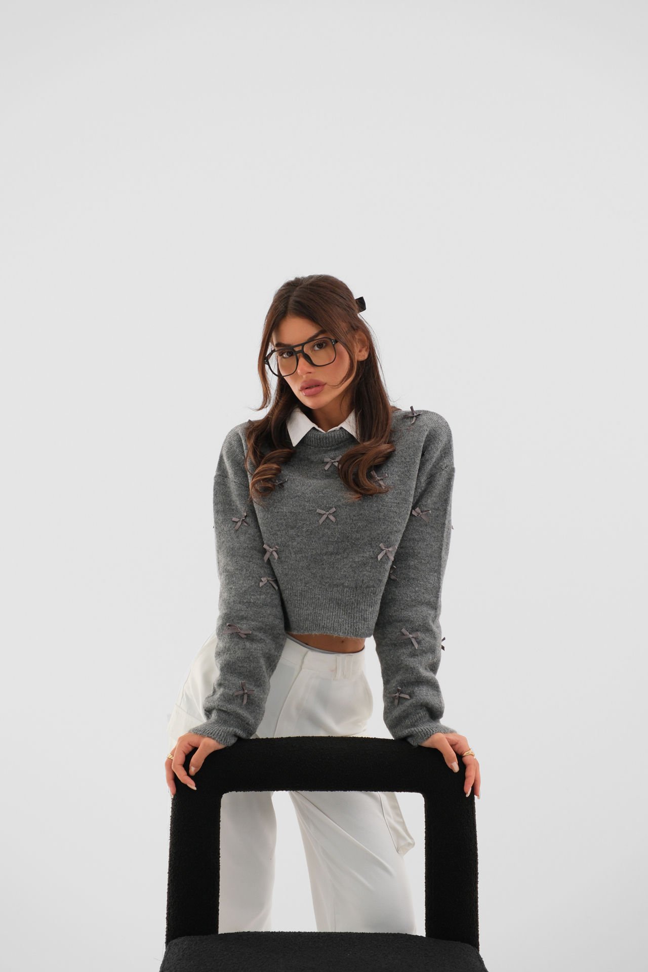 Wholesale Bow Detailed Knitted Sweater