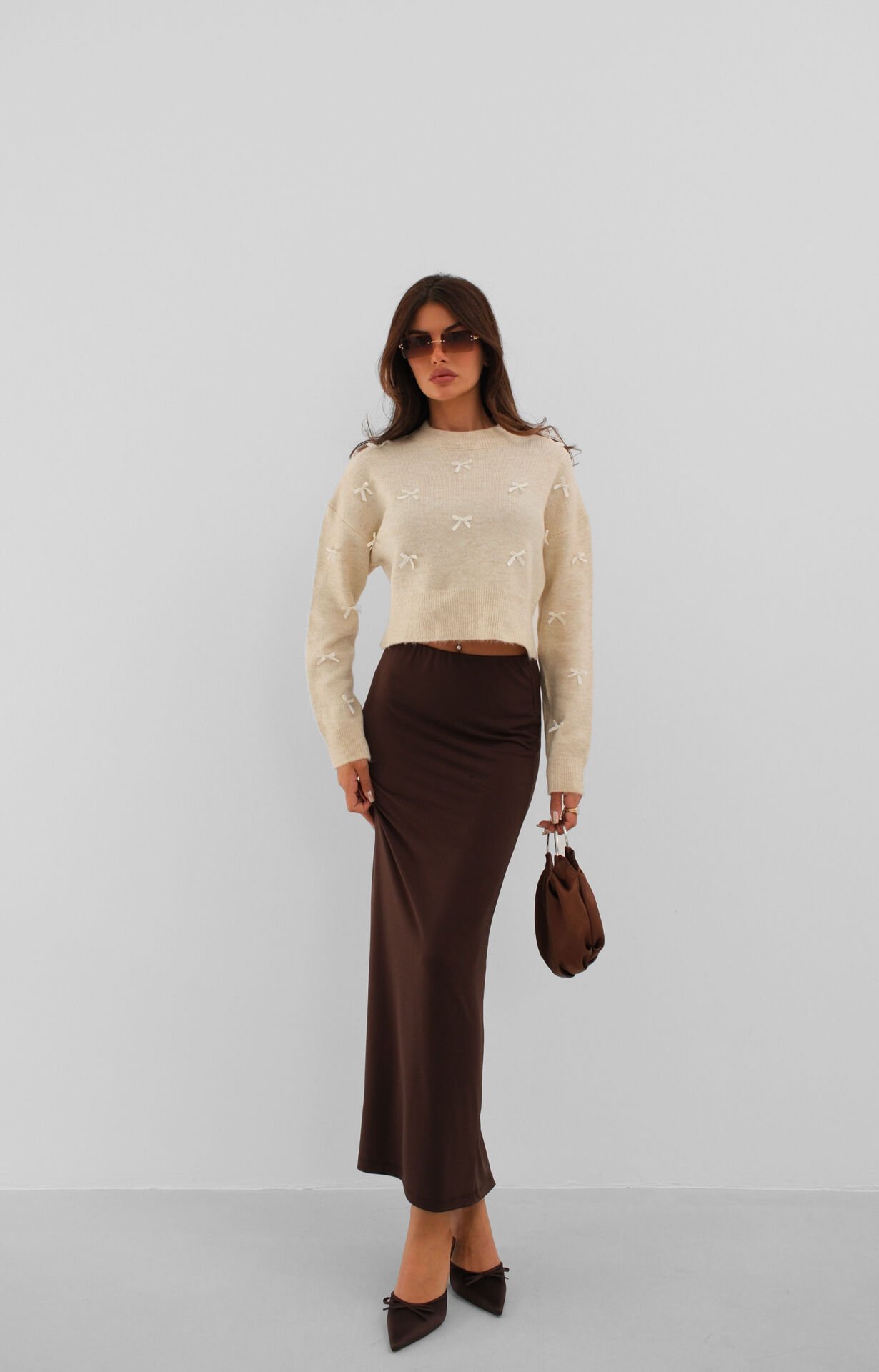 Wholesale Bow Detailed Knitted Sweater