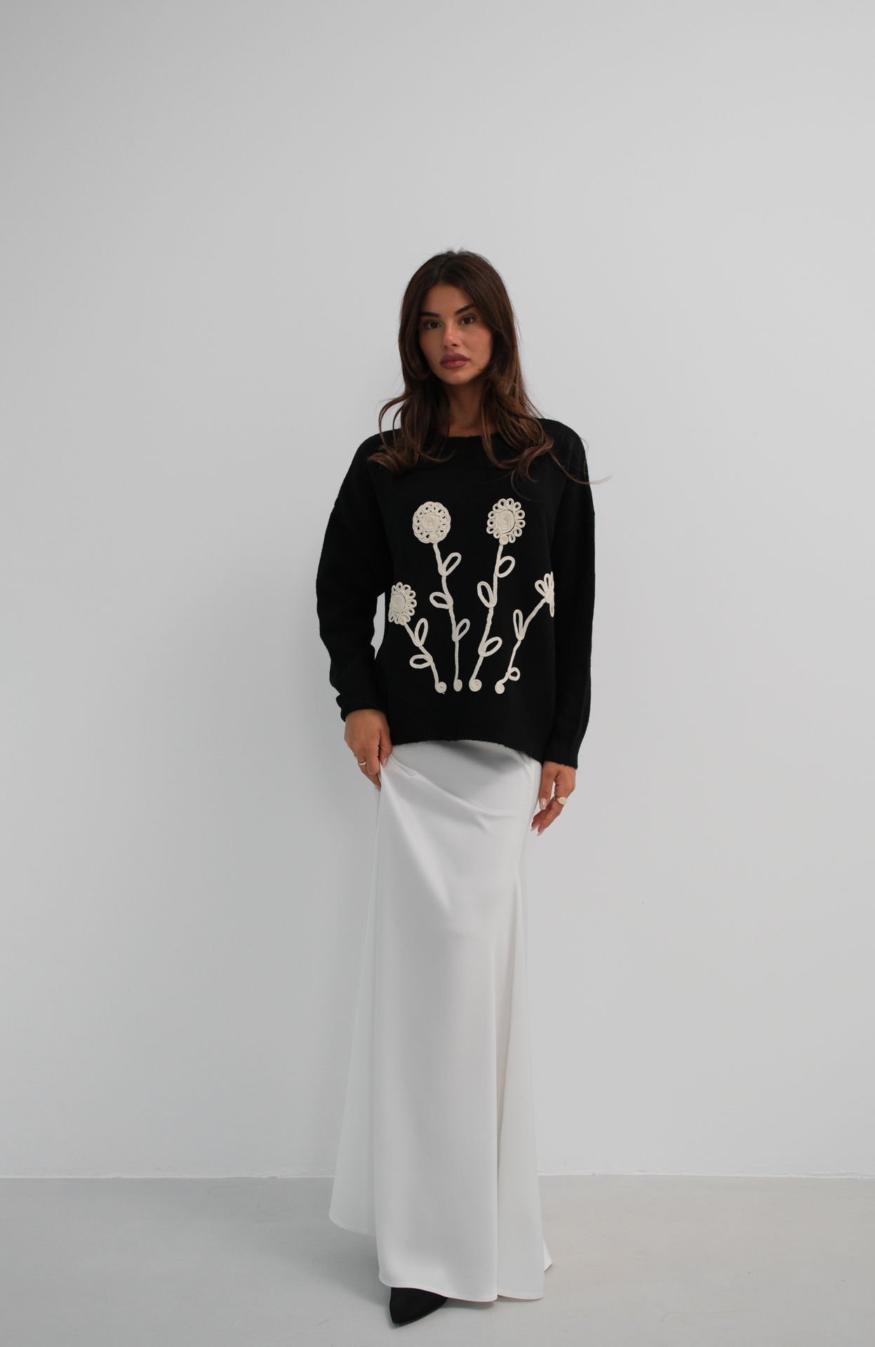 Wholesale Motif Oversize Knitted Sweater
