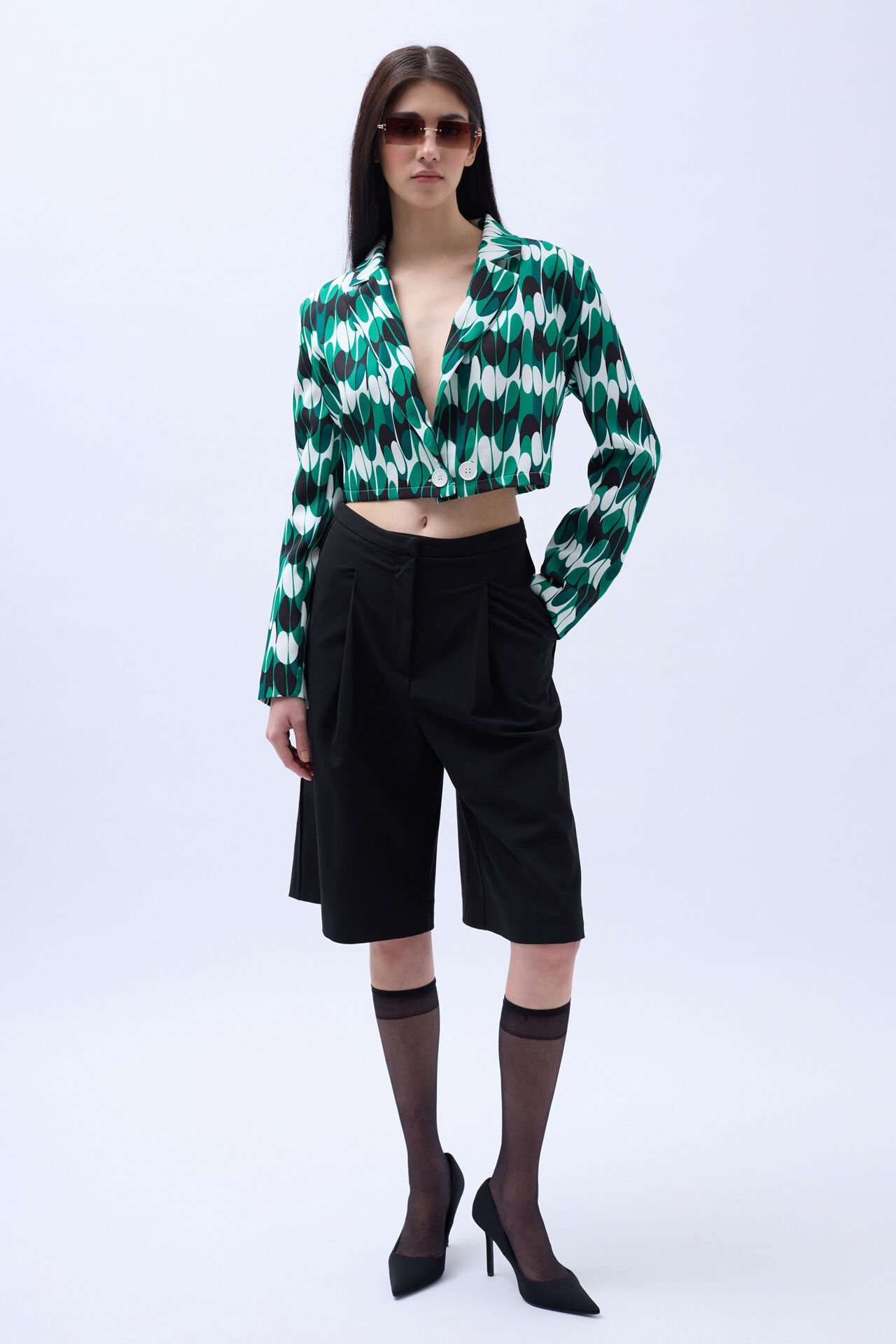 Patterned Crop Jacket