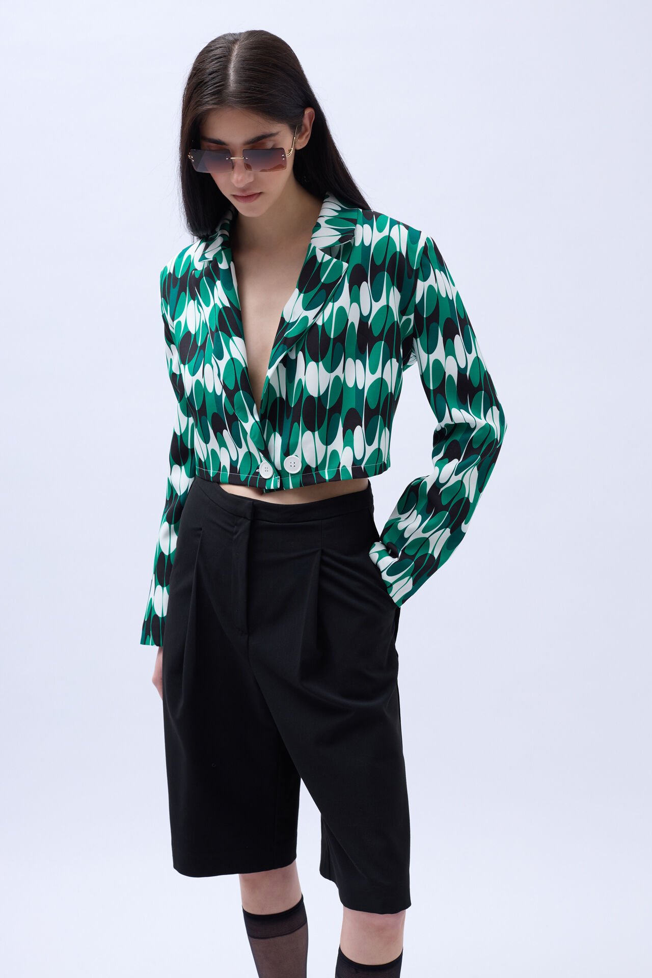 Patterned Crop Jacket