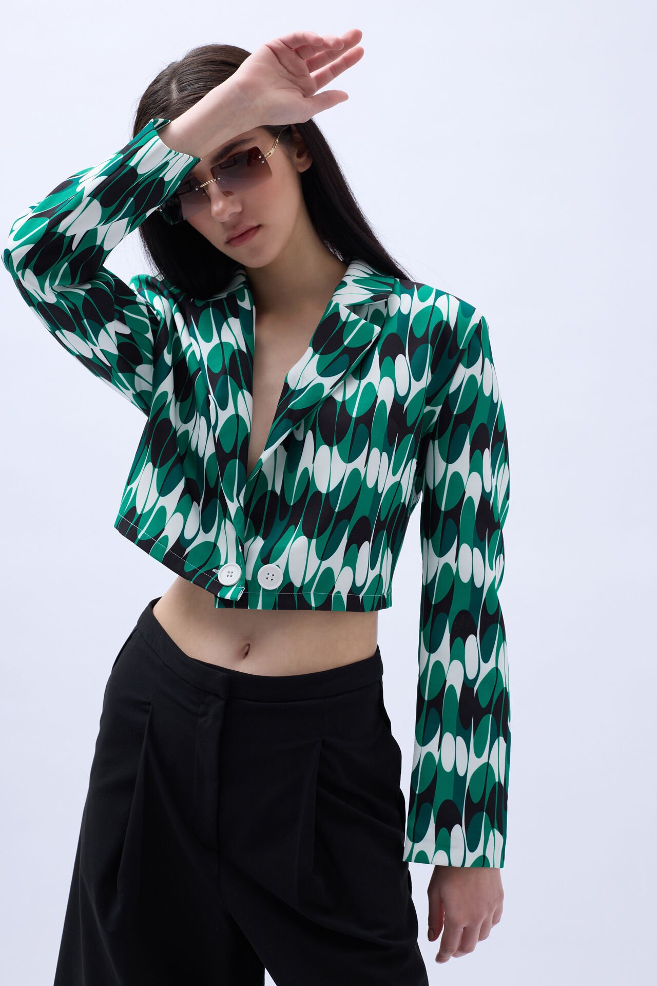 Patterned Crop Jacket