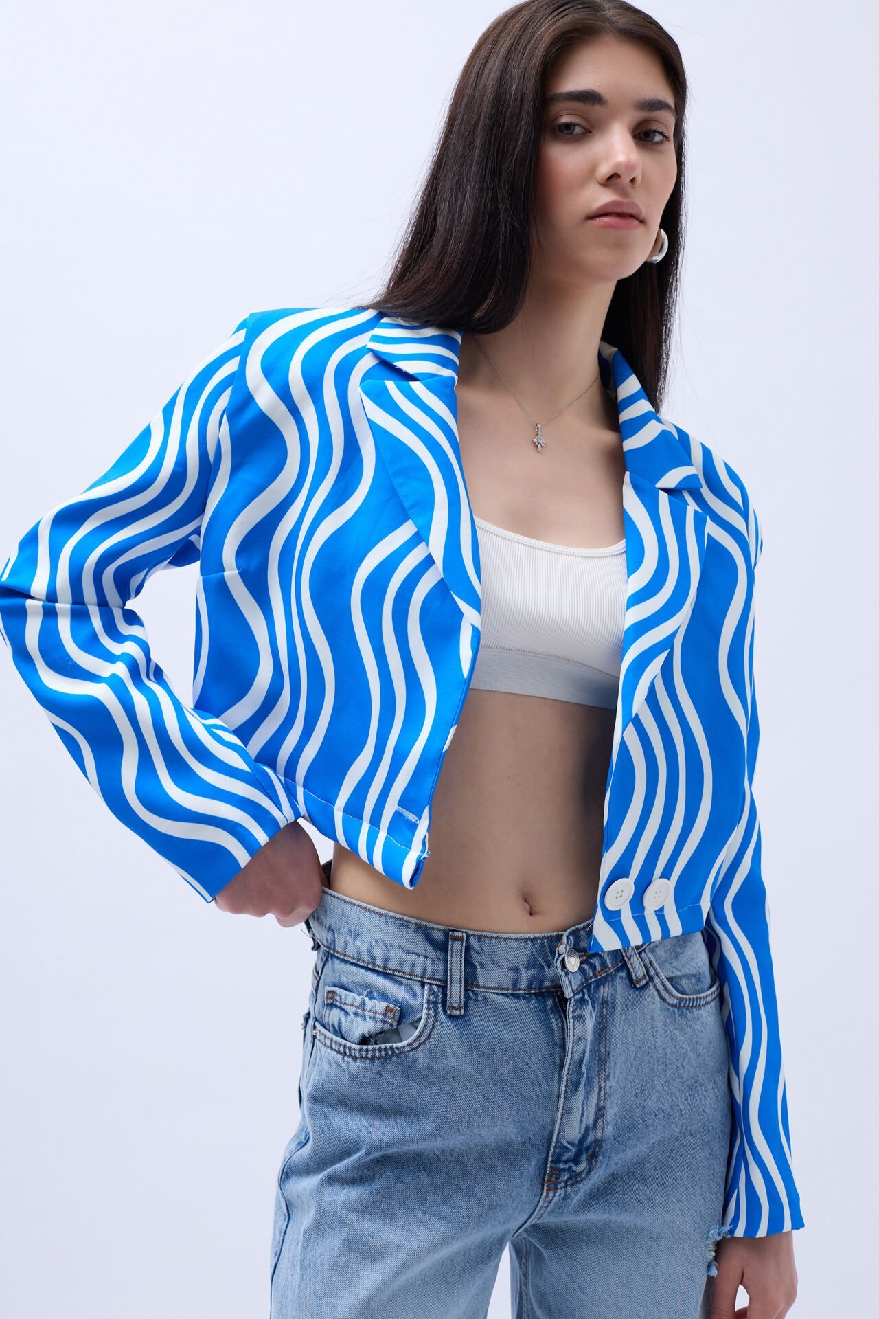 Patterned Crop Jacket