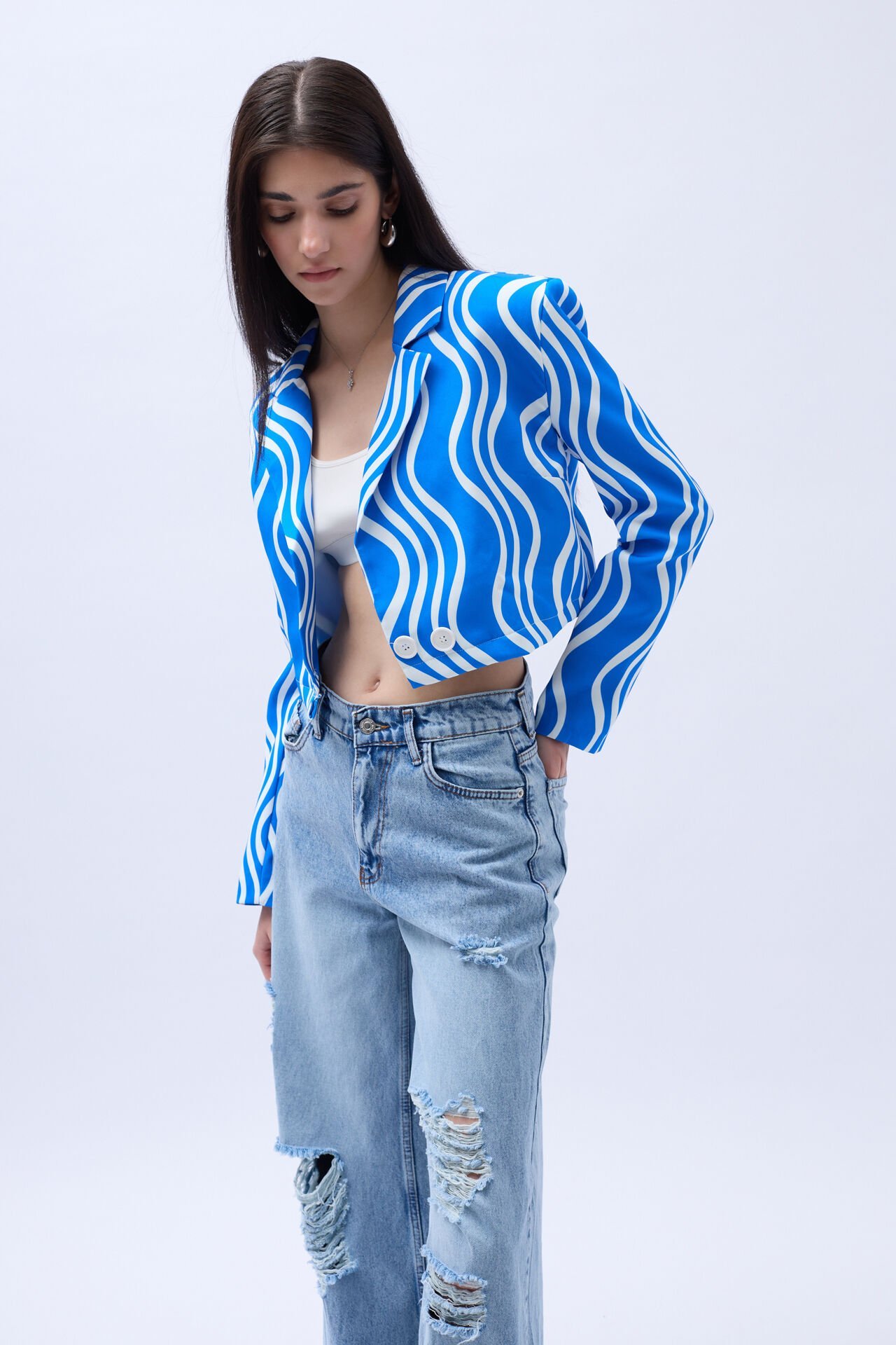 Patterned Crop Jacket
