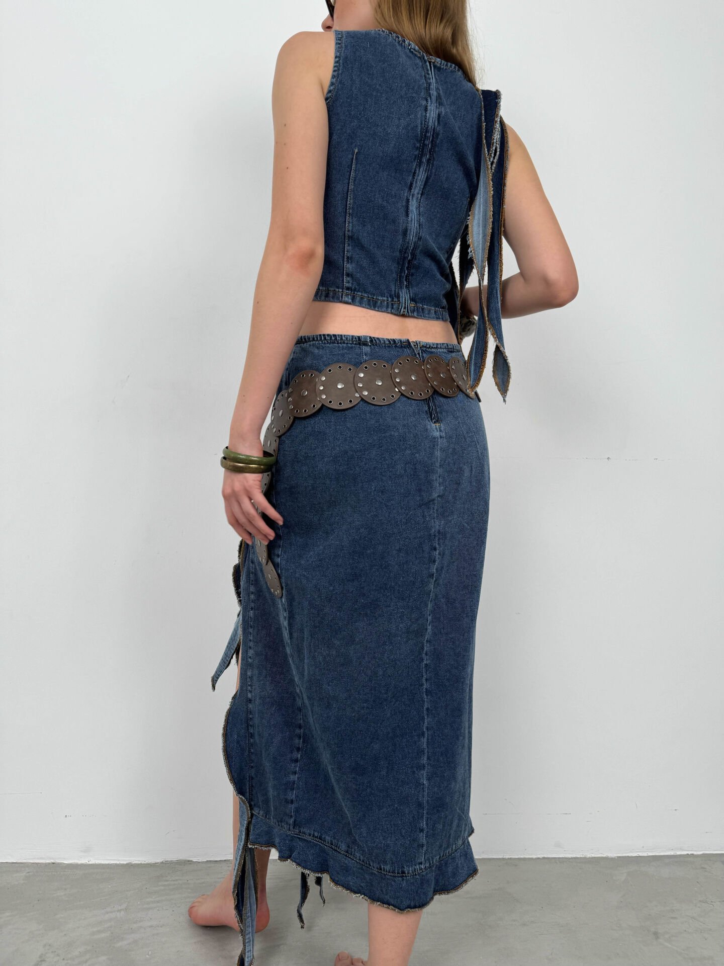 Ruffle Detail Denim Blouse