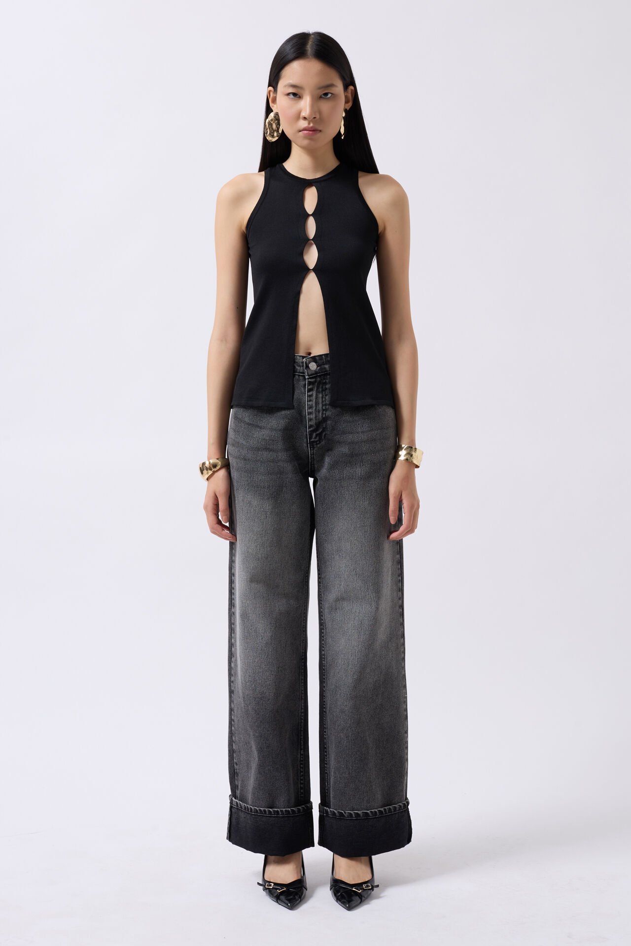 Halter Neck Chest Detail Blouse