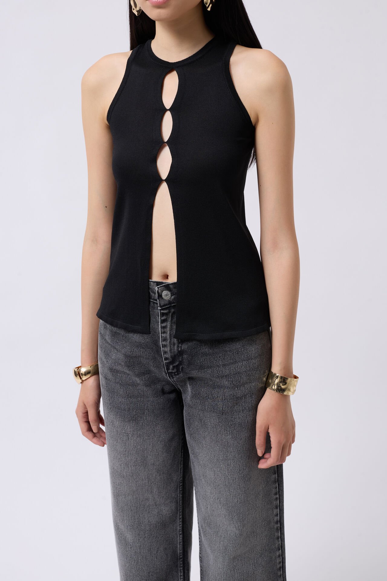 Halter Neck Chest Detail Blouse