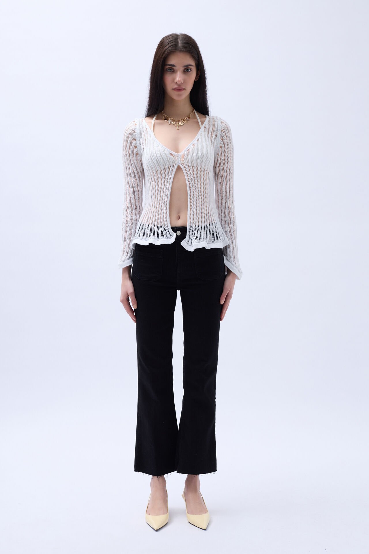 Openwork Long Sleeve Blouse