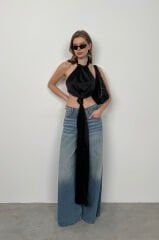 Front Tie Satin Blouse
