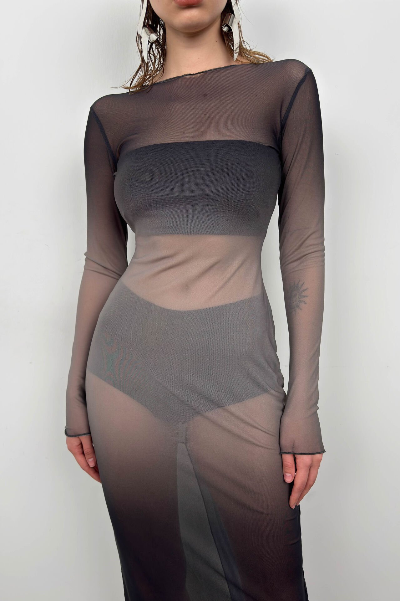 Toptan Baskılı Siyah Maxi Boy Elbise