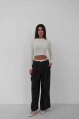 Wholesale Knit Detail Knitwear Crop Ecru Sweater