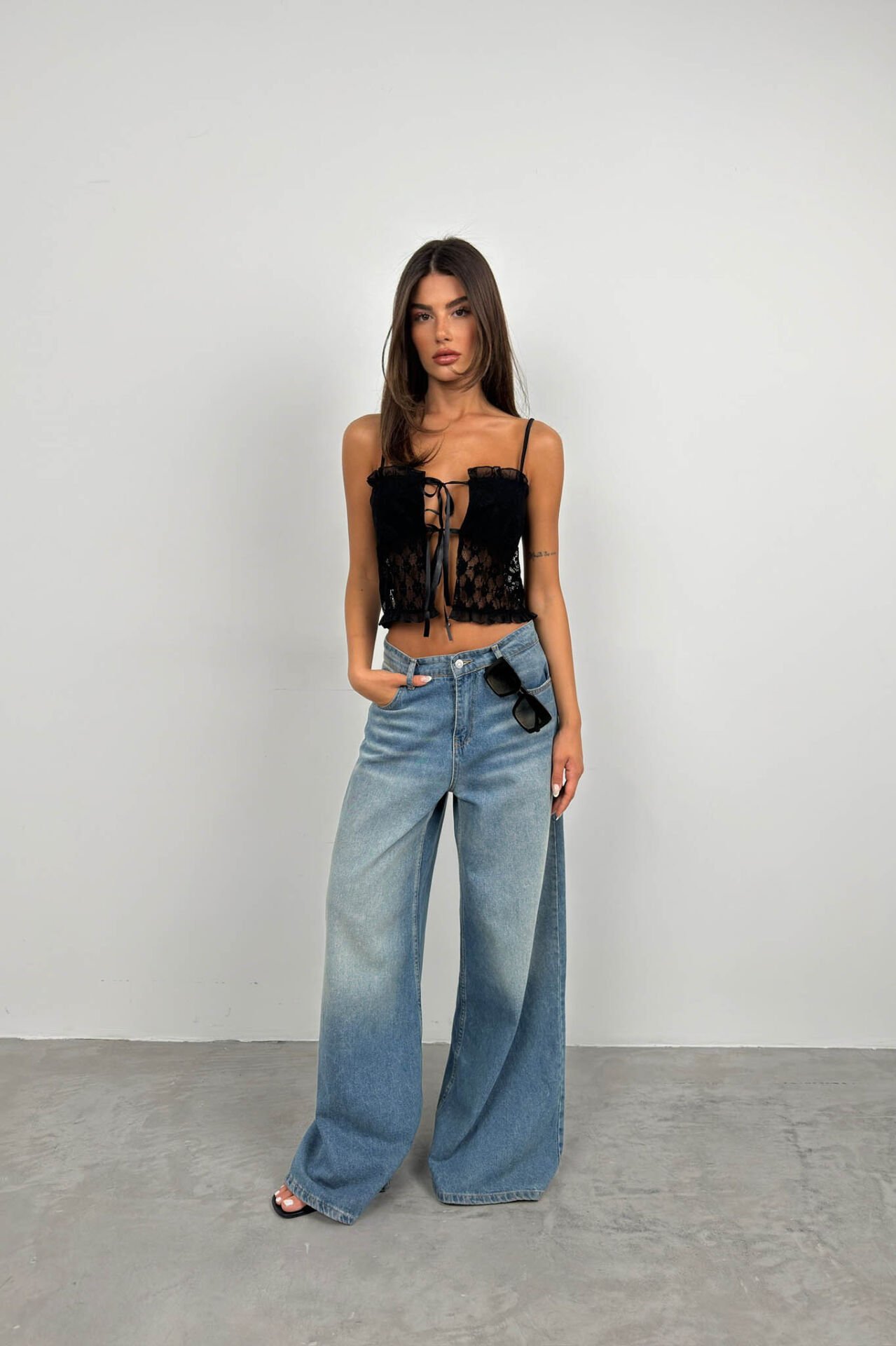 Ruched Lace Detail Crop