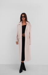 Toptan Balıksırtı Bej Oversize Kaban